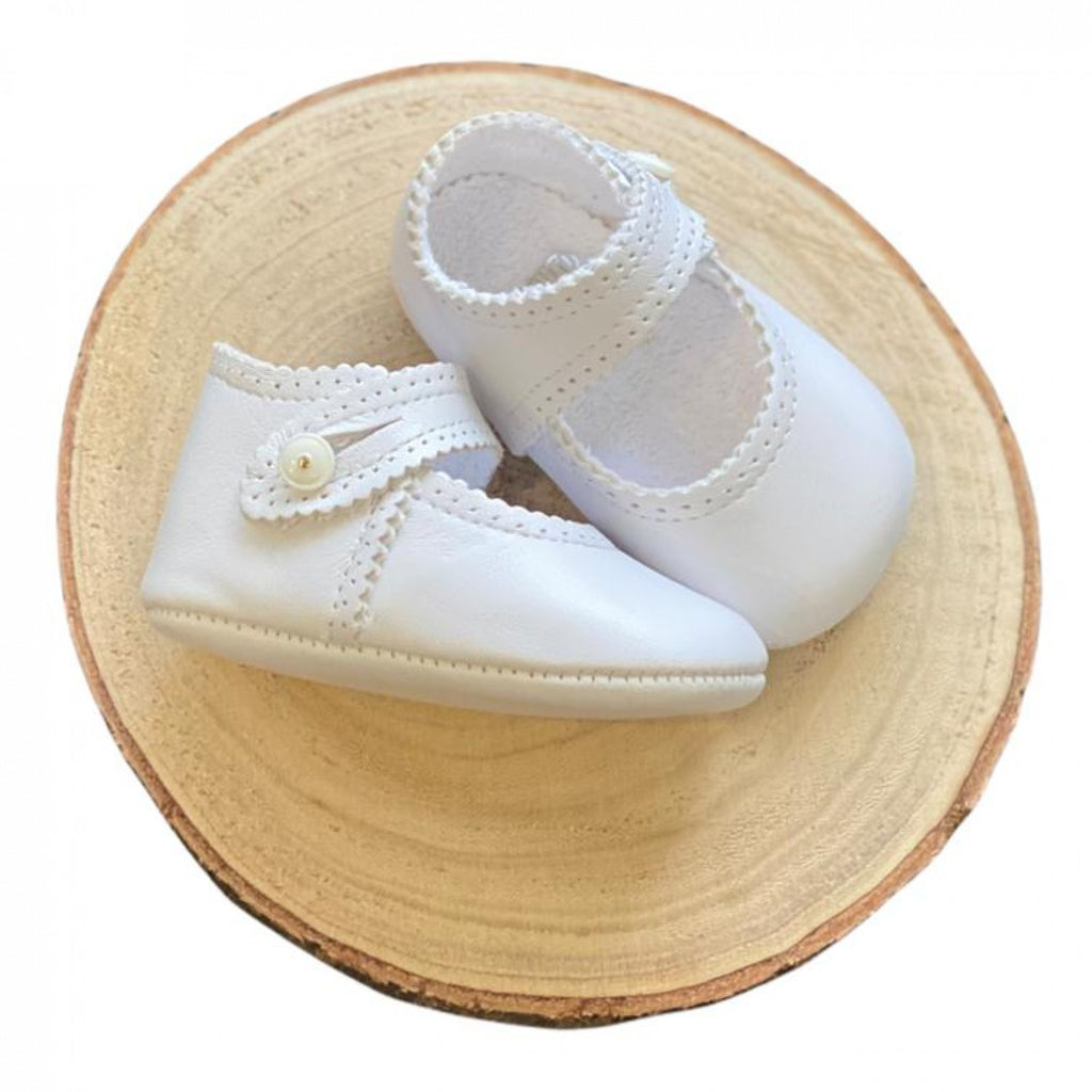 PRAM SHOES IN LEATHER 7004 WHITE